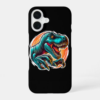 Coque iPhone 16 Dino Epic préhistorique Attaque T-Rex Black
