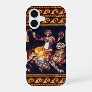 Coque iPhone 16 DIONYSOS AVEC UNE LANCE CHEVAUCHANT UN LÉOPARD Mos