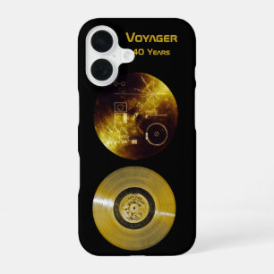 Coque iPhone 16 Disque et pochette dorés de la sonde spatiale Voya