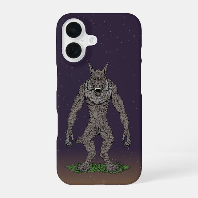 Coque iPhone 16 Dogman Cryptid ou Werewolf (Verso)