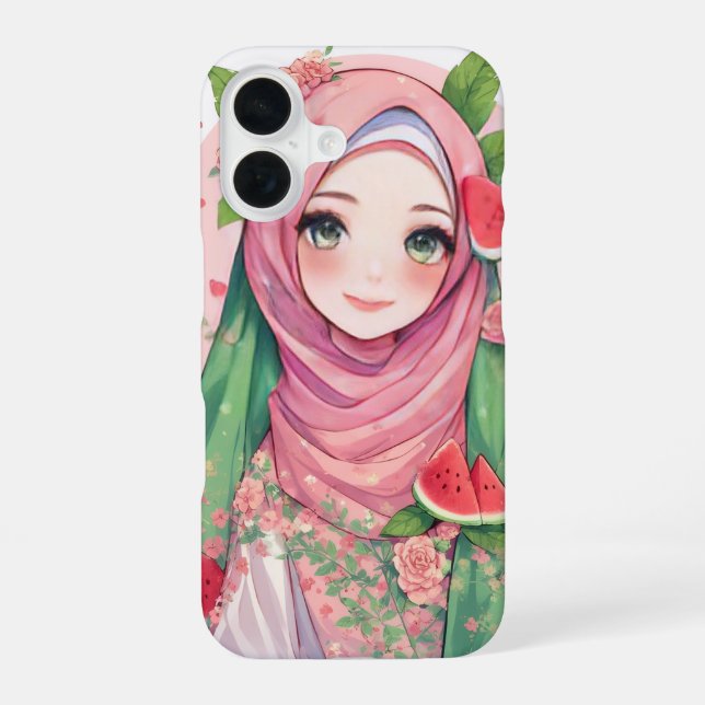 Coque iPhone 16 Douce Fille au Pastèque – Boîtier Anime pour iPhon (Verso)