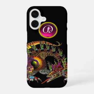 COQUE iPhone 16 DRAGO,FANTASIE DRAGON,MONOGRAMME PIERRE PRÉCIEUSE