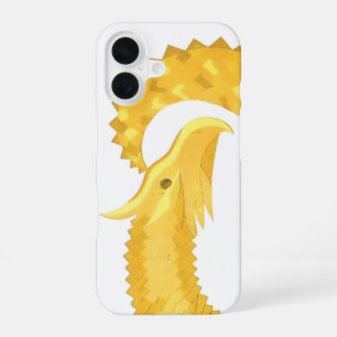 Coque iPhone 16 Dragon coeur jaune sur fond blanc