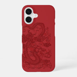 Coque iPhone 16 Dragon coréen chinois d'Asie rouge