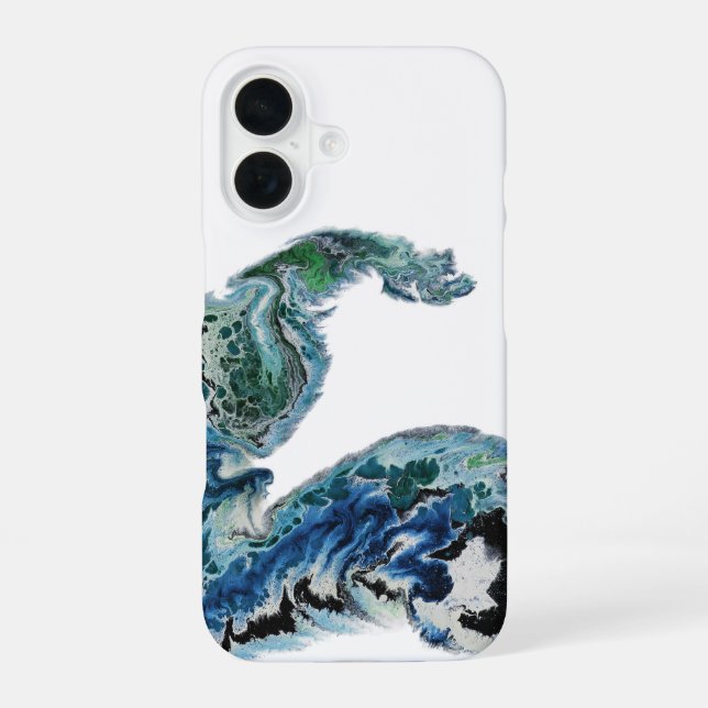 Coque iPhone 16 Dragon dans les Vagues – Énergie Océanique Abstrai (Verso)