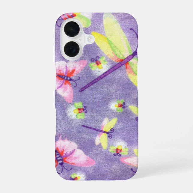 Coque iPhone 16 Dragonflies et éclairs (Verso)