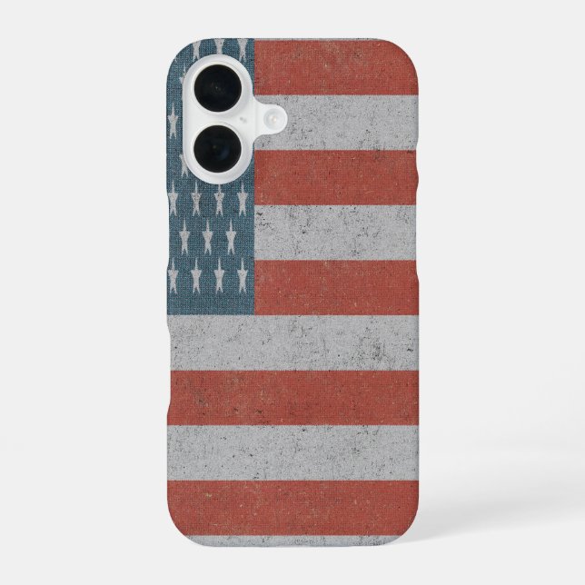 Coque iPhone 16 Drapeau américain rétro (Verso)