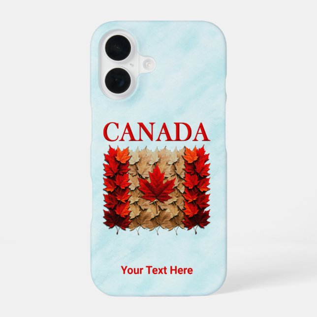 Coque iPhone 16 Drapeau canadien à feuille d'érable d'automne (Verso)