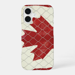 Coque iPhone 16 Drapeau canadien. Clôture à maillons. Rustique. Co