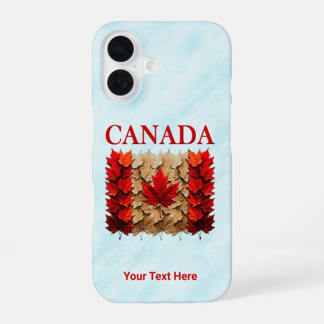 Coque iPhone 16 Drapeau canadien de la feuille d'érable d'automne (Verso)