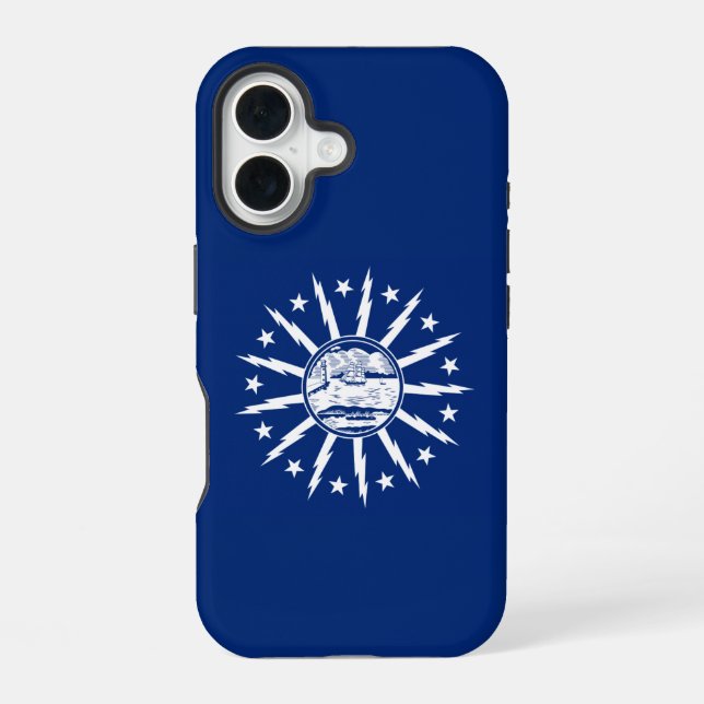 Coque iPhone 16 Drapeau de Buffalo, New York (Verso)