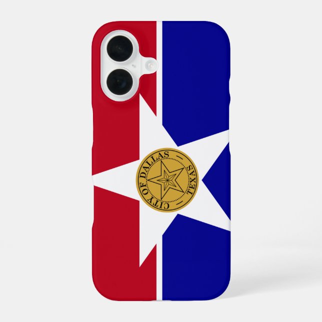 Coque iPhone 16 Drapeau de Dallas, Texas (Verso)