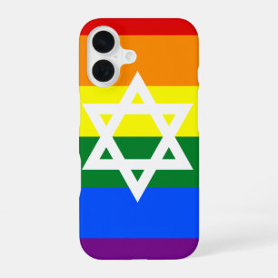 Coque iPhone 16 Drapeau de la fierté juive gay