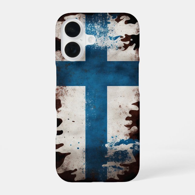 Coque iPhone 16 Drapeau de la Finlande (Verso)