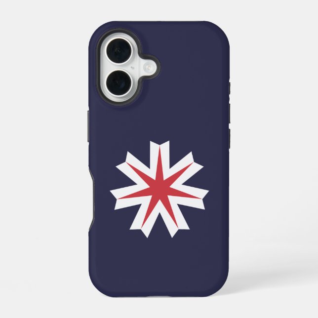 Coque iPhone 16 Drapeau de la préfecture d'Hokkaido, Japon (Verso)