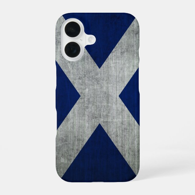 Coque iPhone 16 Drapeau de l'Écosse Dark Grunge (Verso)