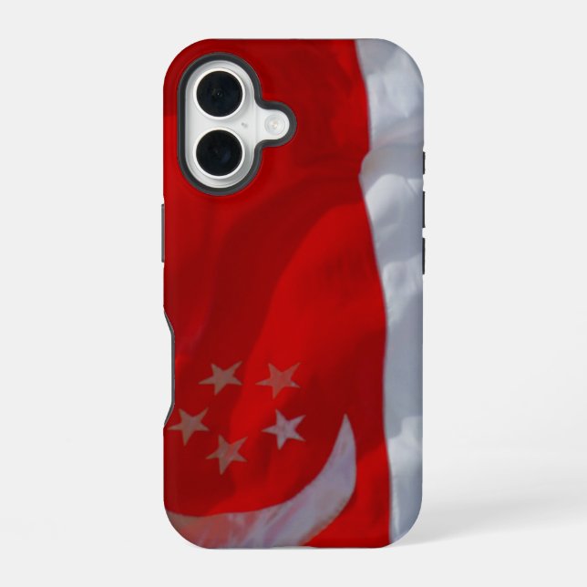 Coque iPhone 16 drapeau de Singapour (Verso)