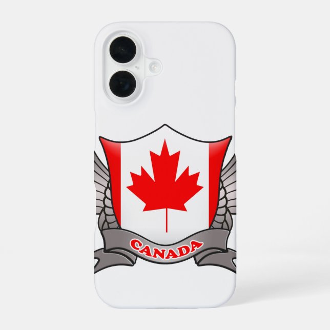 Coque iPhone 16 Drapeau du Canada Emblème (Verso)