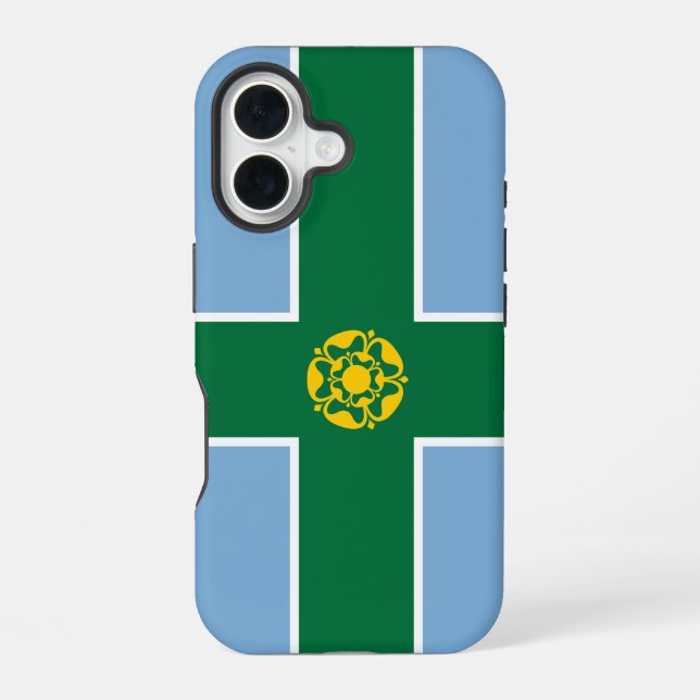 Coque iPhone 16 Drapeau du Derbyshire (Verso)