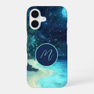 Coque iPhone 16 Dreamy Beach Starry Night Sky Monogramme