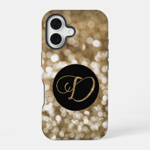 Coque iPhone 16 Dreamy Bokeh Gold Parties scintillant Lettre D Mon