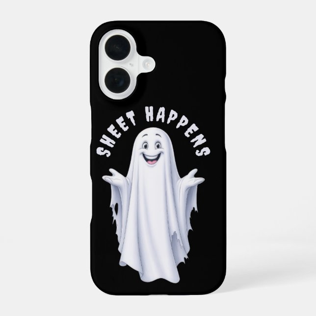 Coque iPhone 16 Drôle Happy Ghost Phone Case (Verso)