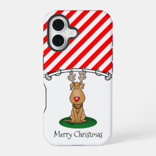 Coque iPhone 16 Drôle Jingle Ce Chien Rinde Du Nez Rouge Mignonne