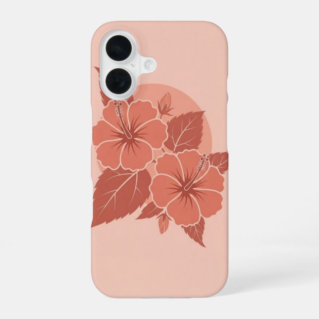 Coque iPhone 16 Duo de fleurs d'hibiscus vintage (Verso)