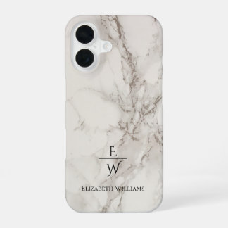 Coque iPhone 16 Dusty black and white marble glitter personalized 
