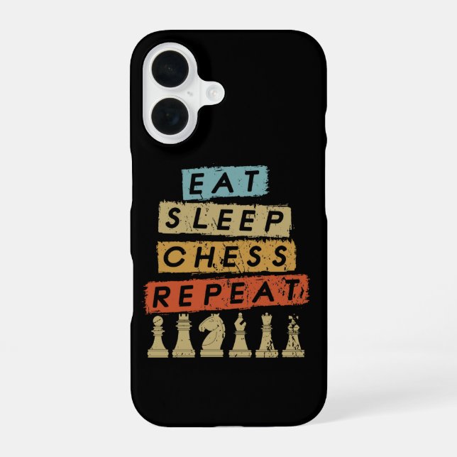 Coque iPhone 16 Échecs - Manger Dormir Échecs Répéter (Verso)