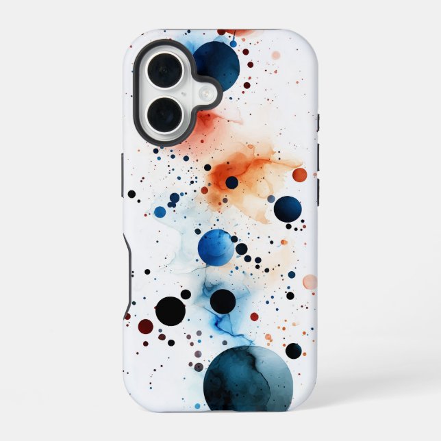 Coque iPhone 16 "Éclaboussure Céleste" – Étui Téléphone Abstrait A (Verso)