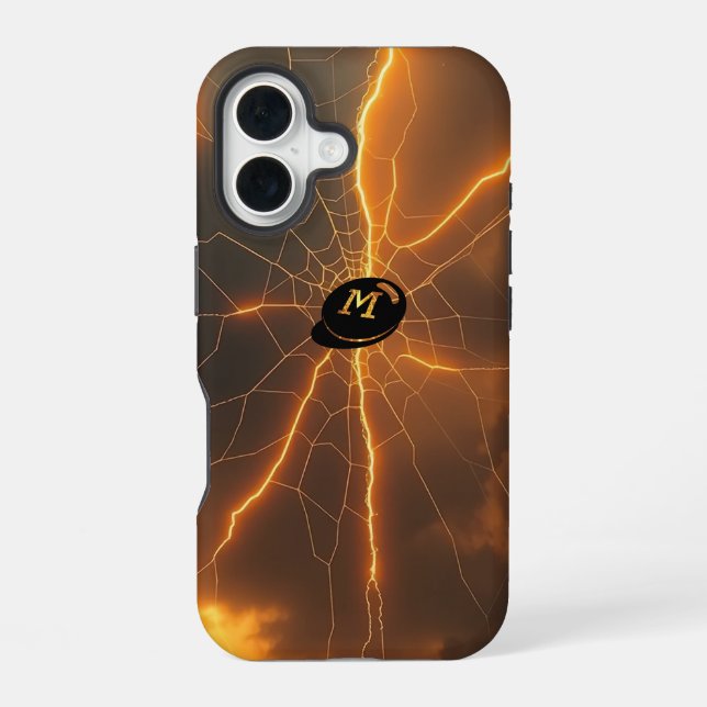 Coque iPhone 16 Éclair électrisant dans une tempête (Verso)
