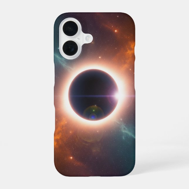 Coque iPhone 16 Éclipse cosmique vintage (Verso)