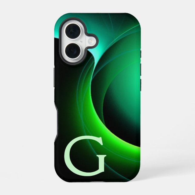 Coque iPhone 16 ECLIPSE MONOGRAM Vert noir vibrant (Verso)