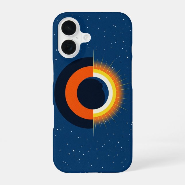 Coque iPhone 16 Éclipse solaire rétro (Verso)