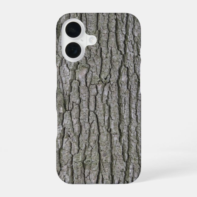 Coque iPhone 16 Écorce Rustique Faux Gris Sec (Verso)