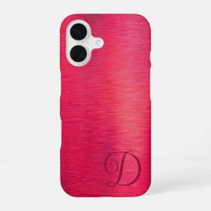 Coque iPhone 16 Écriture élégante Monogramme Magenta Métallisé