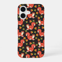 Écureuil mignon et Motif feuille d'automne
