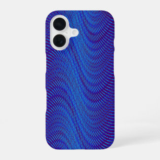 Coque iPhone 16 Effet Moiré Cool Abstrait Bleu Psychédélique Tripa