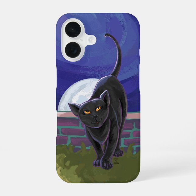 Coque iPhone 16 Électronique Chat Noir (Verso)