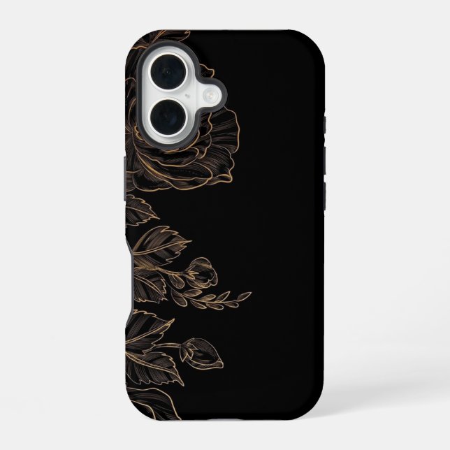 Coque iPhone 16 Élégance de Bloom à Minuit (Verso)