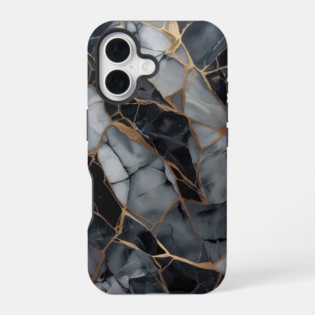 Coque iPhone 16 Élégance de pierre fracturée (Verso)
