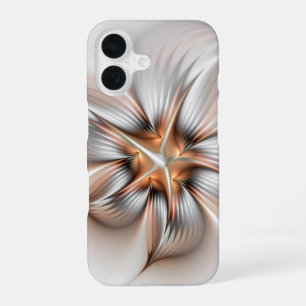Coque iPhone 16 Élégance Florale Art Fractal Abstrait Moderne