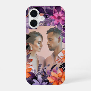 Coque iPhone 16 Élégance florale Fleur pourpre Photo romantique