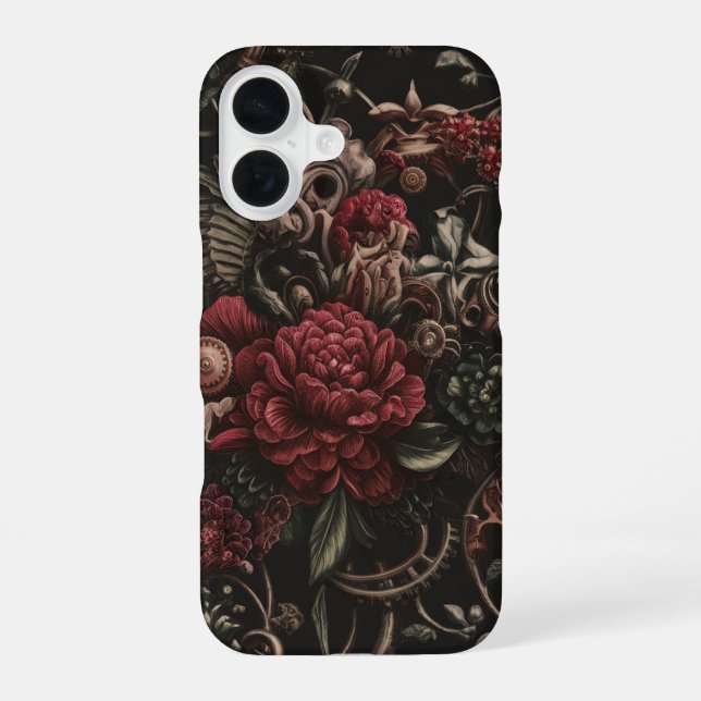 Coque iPhone 16 Élégance Florale Steampunk (Verso)