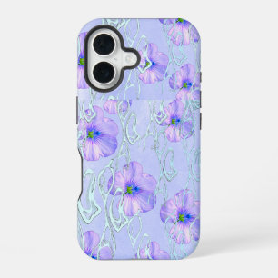 Coque iPhone 16 Élégant casque de téléphone à fleurs violettes - A