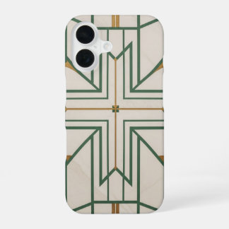 Coque iPhone 16 Élégant Étui iPhone 16 vert aneth géométrique | Cr