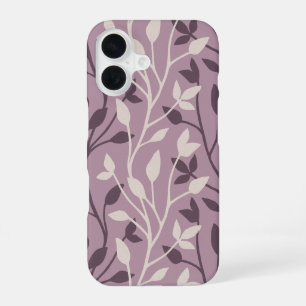 Coque iPhone 16 Élégant Feuille de Mauve Botanique Minimaliste