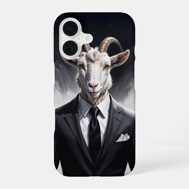 Coque iPhone 16 Elegant goat gentleman in formal portrait scene (Verso)