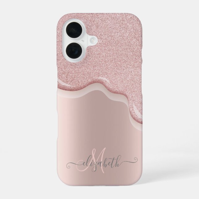 Coque iPhone 16 Élégant Parties scintillant Rose Gold Drivers Mono (Verso)